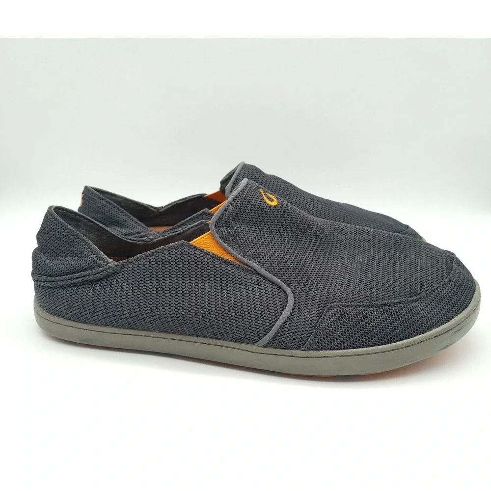 Olukai Nohea Mesh Loafers Dark Shadow Mens Size US 11.5 EUR 44.5 Gray Orange - Picture 1 of 9